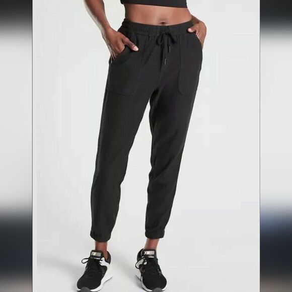 Athleta Farallon Joggers Black Jogger Pants Sweatpants Size 6 - Picture 2 of 7